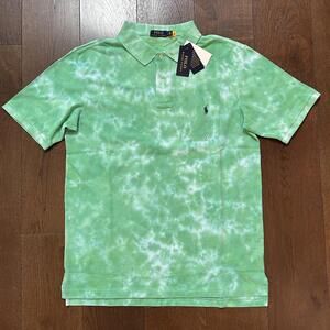 NEW Polo Ralph Lauren Men's Classic Fit Tie-Dye Green Mesh Polo Shirt Size LT